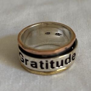 Sterling Spin Ring, Love, Praise, Gratitude, Size 6